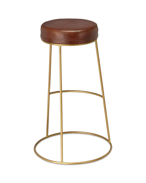 Jamie Young Company - Henry Round Leather Bar Stool - LS20HENBSBR - GreatFurnitureDeal