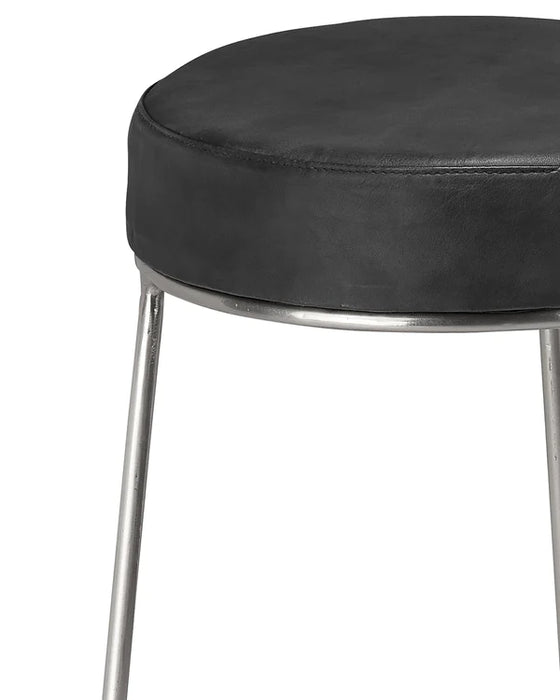 Jamie Young Company - Henry Round Leather Bar Stool - LS20HENBSCHA - GreatFurnitureDeal