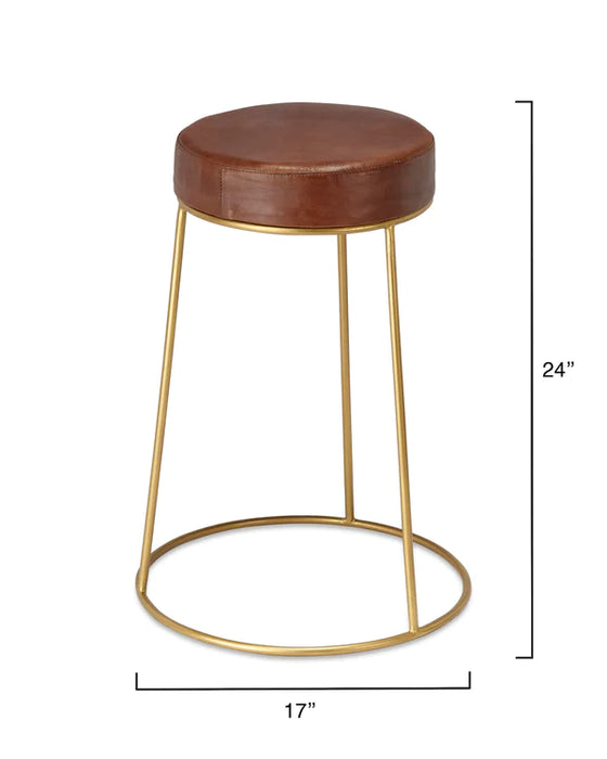 Jamie Young Company - Henry Round Leather Counter Stool - LS20HENCSBR