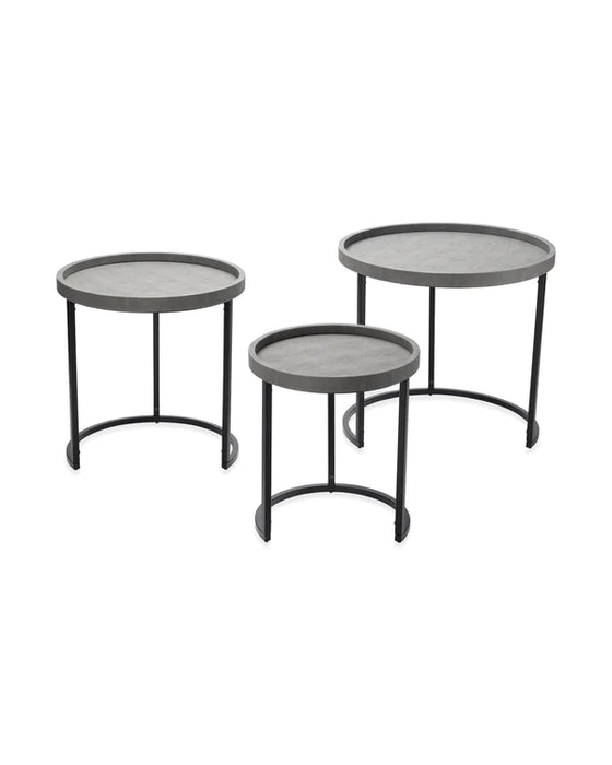 Jamie Young Company - Maddox Faux Shagreen Nesting Tables (Set of 3), Grey - LS20MADDSTGR