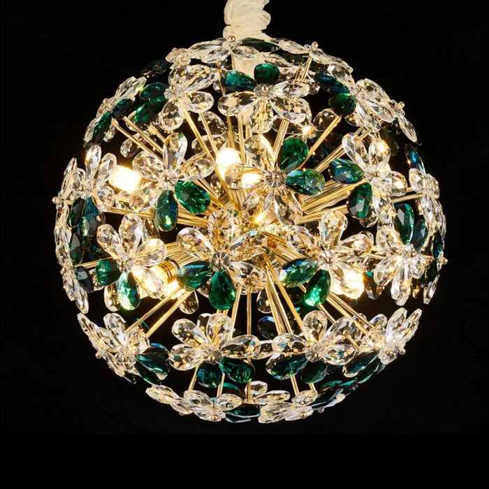 AICO Furniture - Emerald Bouquet 8 Light Round Chandelier - LT-CH1018-8GRN