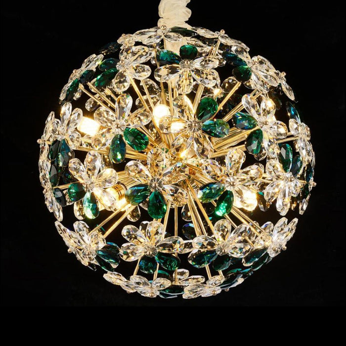 AICO Furniture - Emerald Bouquet 10 Light Round Chandelier - LT-CH1019-10GRN - GreatFurnitureDeal