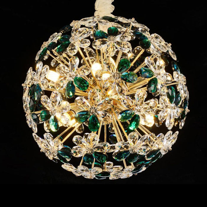 AICO Furniture - Emerald Bouquet 16 Light Round Chandelier - LT-CH1020-16GRN - GreatFurnitureDeal