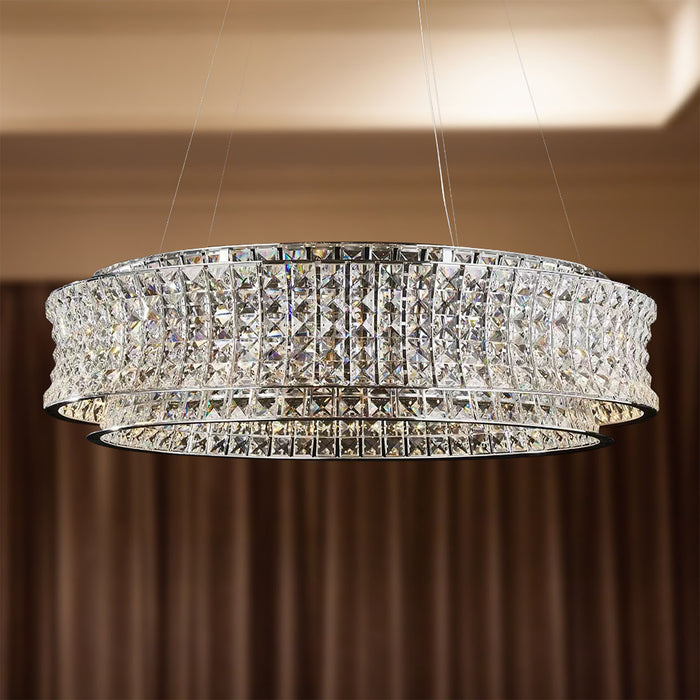 AICO Furniture - Galaxy"Round LED Chandelier, Large"Chrome - LT-CH1030CRM-CLR - GreatFurnitureDeal