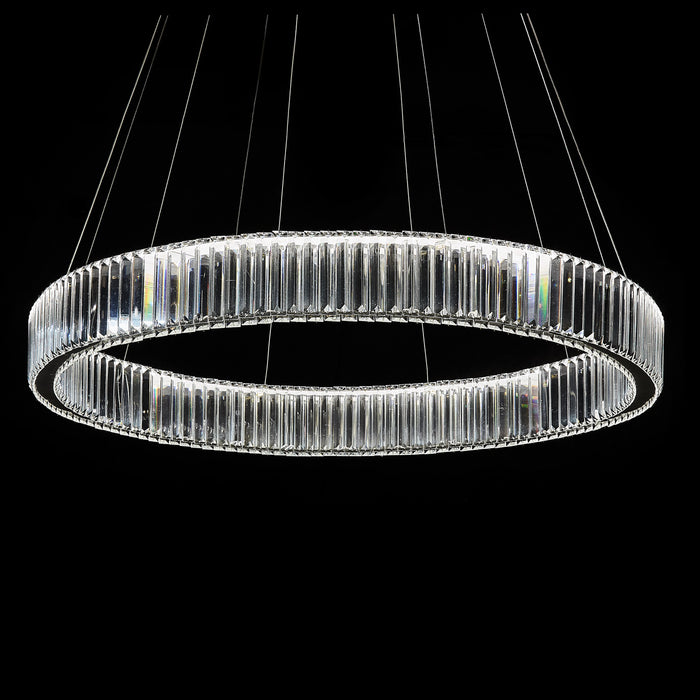 AICO Furniture - Sheer Waves"8 Light Rect. LED Chandelier in Champagne - LT-CH1016GLD-8CLR - GreatFurnitureDeal