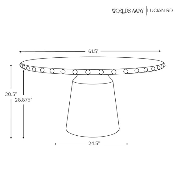Worlds Away - Lucian Round Dining Table With Studded Edge Top And Tapered Base In Matte White Lacquer - LUCIAN RD WH