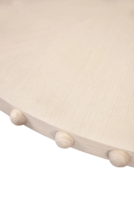 Worlds Away - Lucian Round Dining Table With Studded Edge Top And Tapered Base In White Oak - LUCIAN RD WO