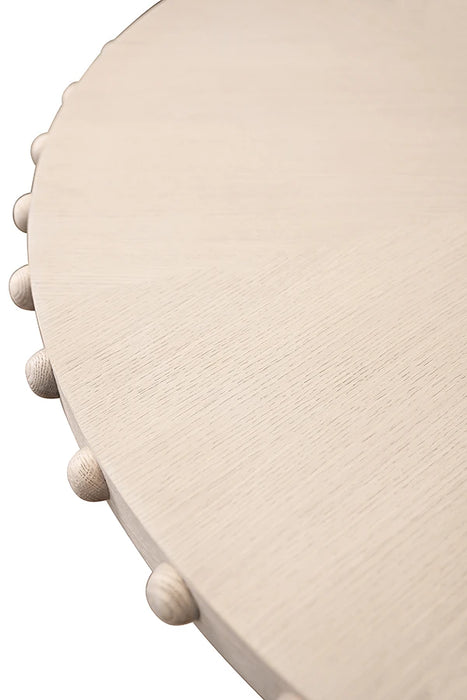 Worlds Away - Lucian Round Dining Table With Studded Edge Top And Tapered Base In White Oak - LUCIAN RD WO