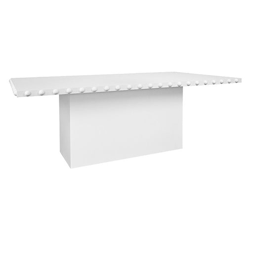 Worlds Away - Lucian Rectangle Dining Table With Studded Edge Top And Tapered Base In Matte White Lacquer - LUCIAN RT WH - GreatFurnitureDeal