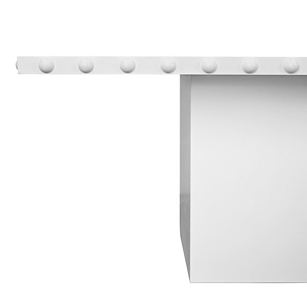 Worlds Away - Lucian Rectangle Dining Table With Studded Edge Top And Tapered Base In Matte White Lacquer - LUCIAN RT WH