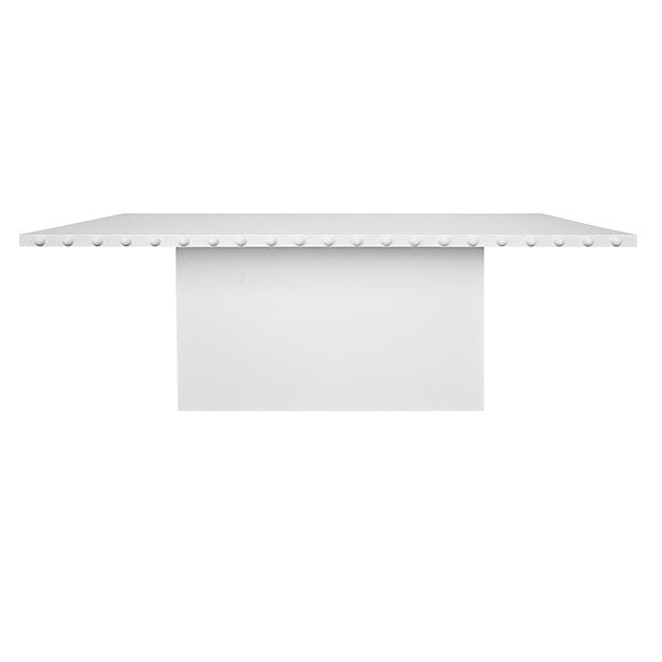 Worlds Away - Lucian Rectangle Dining Table With Studded Edge Top And Tapered Base In Matte White Lacquer - LUCIAN RT WH