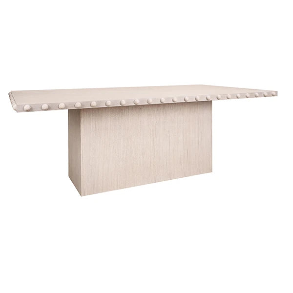 Worlds Away - Lucian Rectangle Dining Table With Studded Edge Top And Tapered Base In White Oak - LUCIAN RT WO