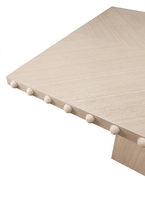 Worlds Away - Lucian Rectangle Dining Table With Studded Edge Top And Tapered Base In White Oak - LUCIAN RT WO