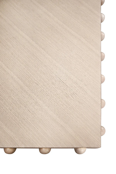 Worlds Away - Lucian Rectangle Dining Table With Studded Edge Top And Tapered Base In White Oak - LUCIAN RT WO