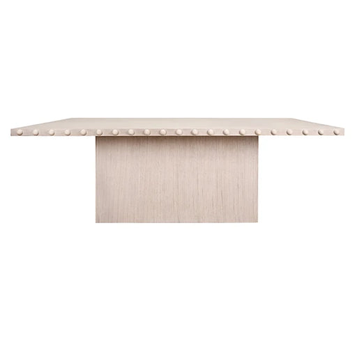 Worlds Away - Lucian Rectangle Dining Table With Studded Edge Top And Tapered Base In White Oak - LUCIAN RT WO - GreatFurnitureDeal