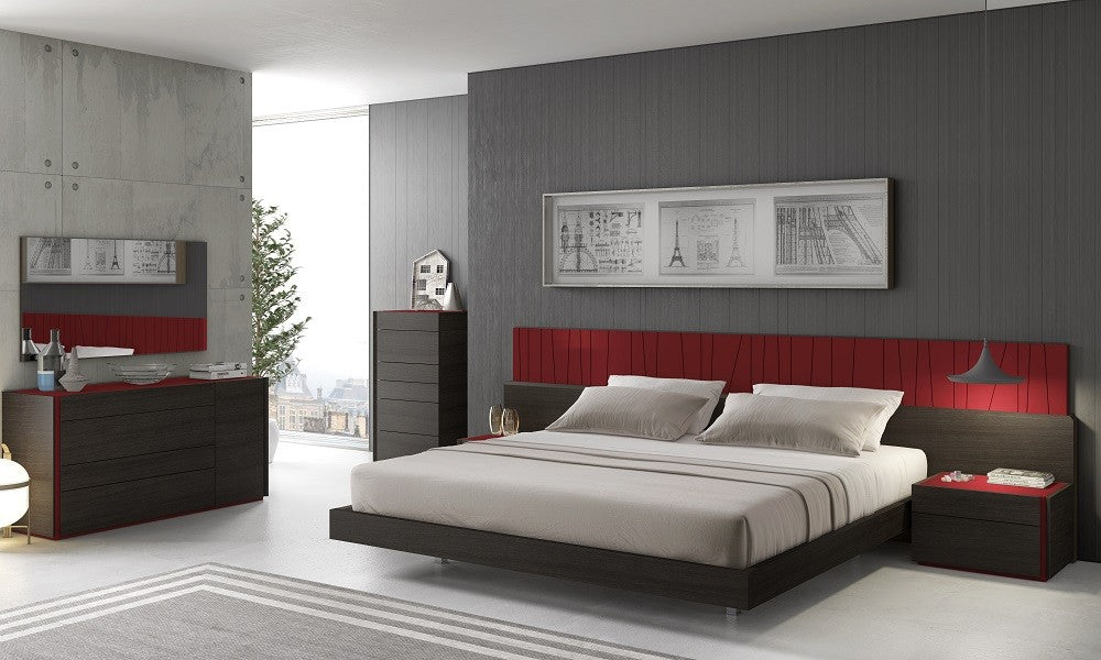 J&M Furniture - Lagos Natural Red Lacquer 5 Piece Queen Premium Bedroom Set - 17867250-Q-5SET-NATURAL RED LACQUERED