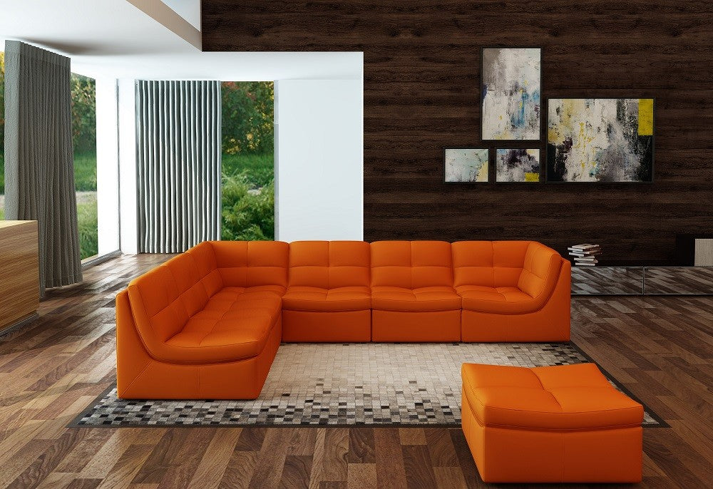 J&M Furniture - Lego 7pc Sectional Sofa Set in Pumpkin - 176655-PUMPKIN
