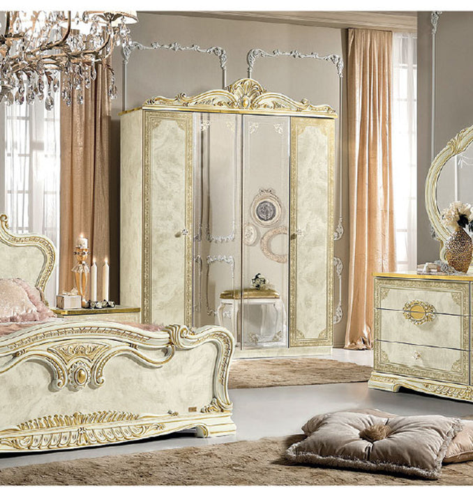 ESF Furniture - Leonardo 4-Door Wardrobe w/2 Mirrors - LEONARDOWARDROBE