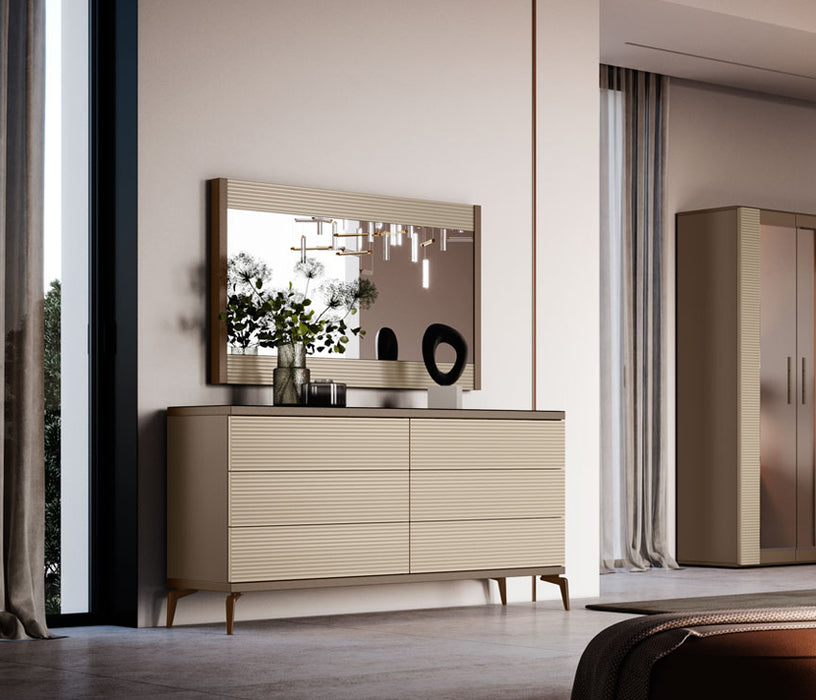 ESF Furniture - Linea Double Dresser in Camel - LINEA-DR-CAMEL - GreatFurnitureDeal