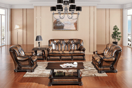 ESF Furniture - Oakman 2 Piece Sofa Set in Dark Brown - OAKMAN3F-OAKMAN2 - GreatFurnitureDeal