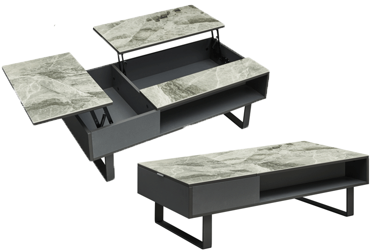 ESF Furniture - 1388 Coffee Table w/ Storage in Grey - 1388-COFFEE