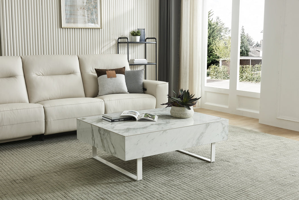 ESF Furniture - 1497 White Marble Coffee Table - 1497-COFFEE
