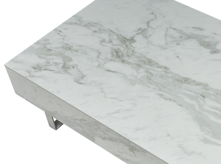 ESF Furniture - 1498 Marble Coffee Table in White - 1498-COFFEE