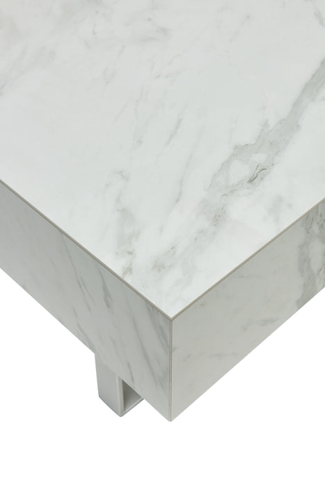 ESF Furniture - 1498 Marble Coffee Table in White - 1498-COFFEE