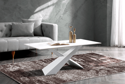 ESF Furniture - 6046 Coffee Table in Sanded White - 6155-COFFEEWHITE - GreatFurnitureDeal