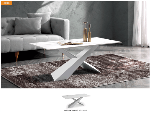 ESF Furniture - 6046 Coffee Table in Sanded White - 6155-COFFEEWHITE - GreatFurnitureDeal