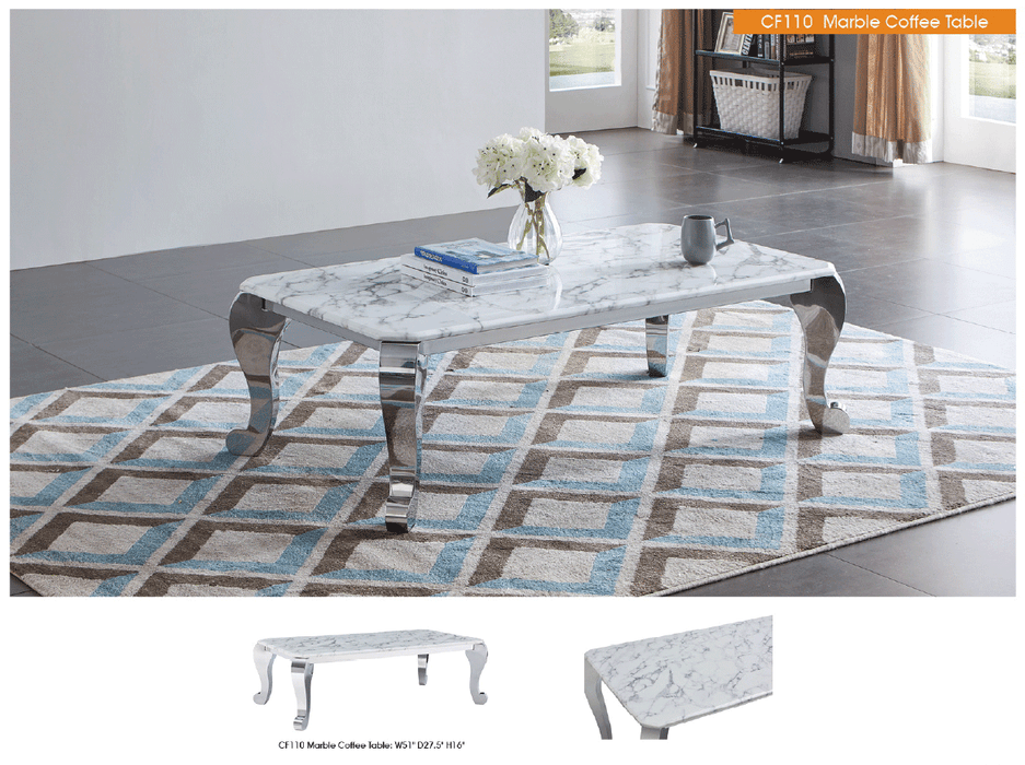 ESF Furniture - CF110 Marble Coffee Table - CF110-COFFEE