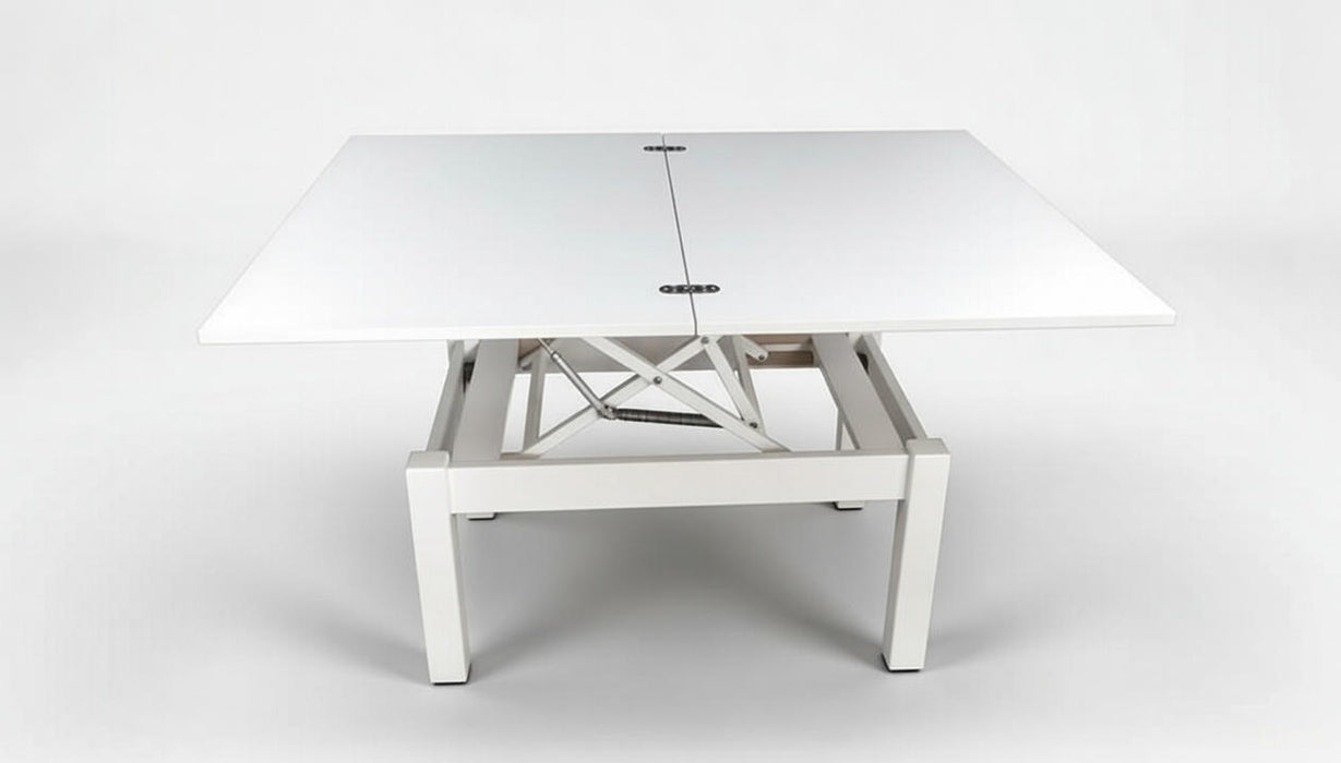 ESF Furniture - Cosmos Rectangular Transformer Table in White - COSMOS-COFFEE