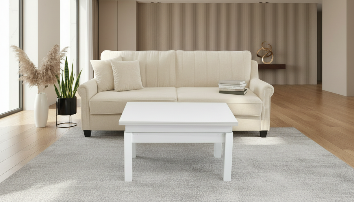 ESF Furniture - Cosmos Rectangular Transformer Table in White - COSMOS-COFFEE