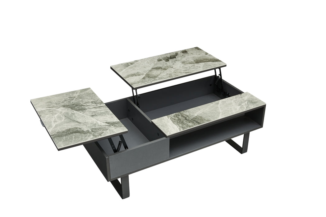 ESF Furniture - 1388 Coffee Table w/ Storage in Grey - 1388-COFFEE
