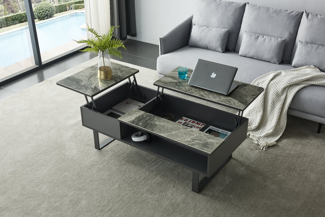 ESF Furniture - 1388 Coffee Table w/ Storage in Grey - 1388-COFFEE
