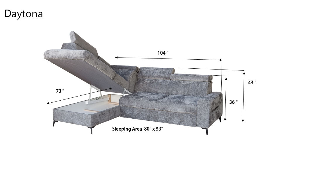 ESF Furniture - Daytona Sectional w/ Bed & Storage - DAYTONA-SEC - GreatFurnitureDeal