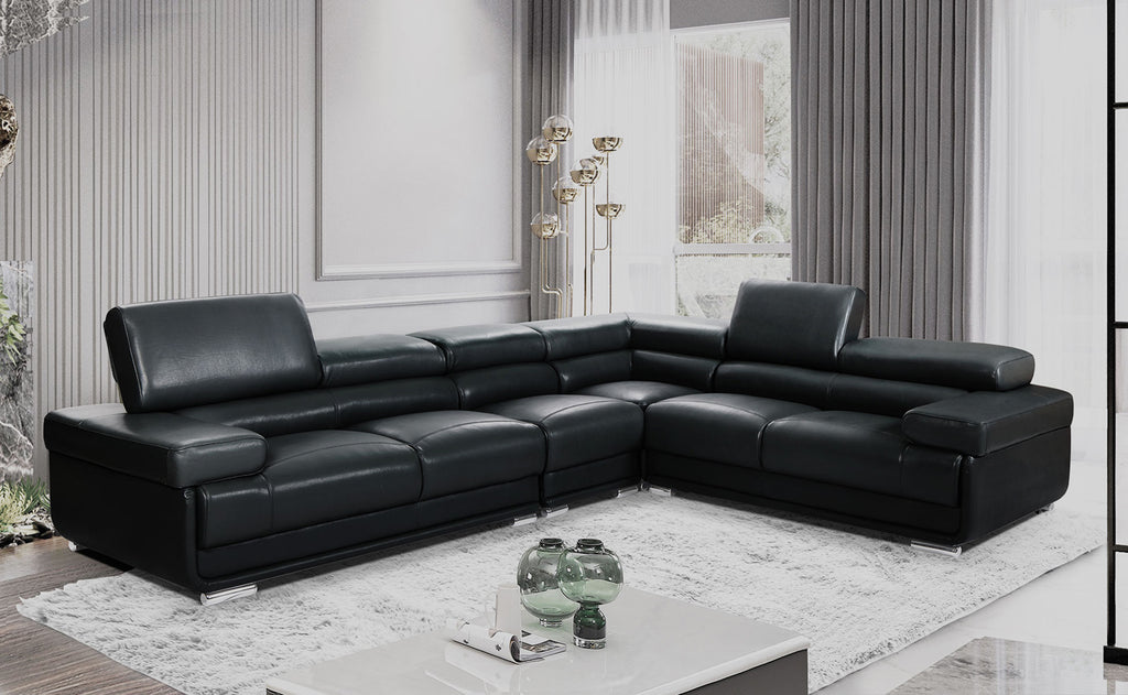 ファブリックソファ ESF Furniture - 2119 Sectional Sofa in Black - 2119-SEC-BLK