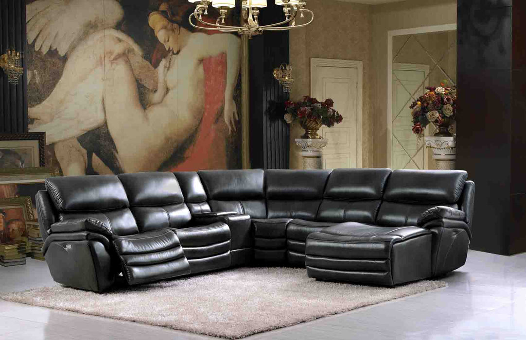 ESF Furniture - 2711 Sectional Right Facing 3 Electric Recliners in Dark Grey - 2711-SEC