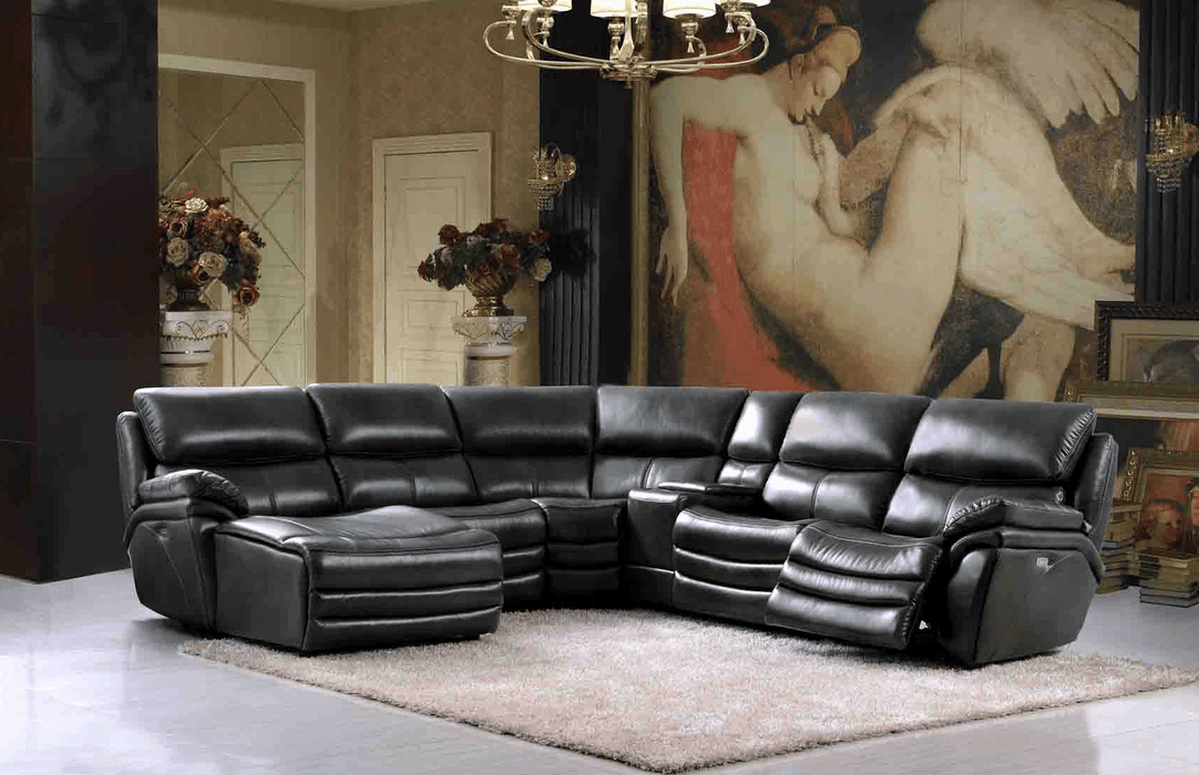 ESF Furniture - 2711 Sectional Right Facing 3 Electric Recliners in Dark Grey - 2711-SEC