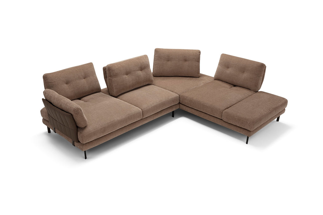 ESF Furniture - Lara Sectional in Fabric & Leather - LARA-SECTIONAL
