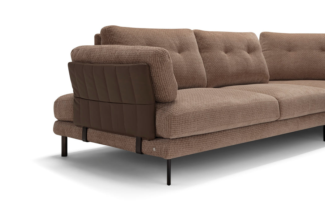ESF Furniture - Lara Sectional in Fabric & Leather - LARA-SECTIONAL