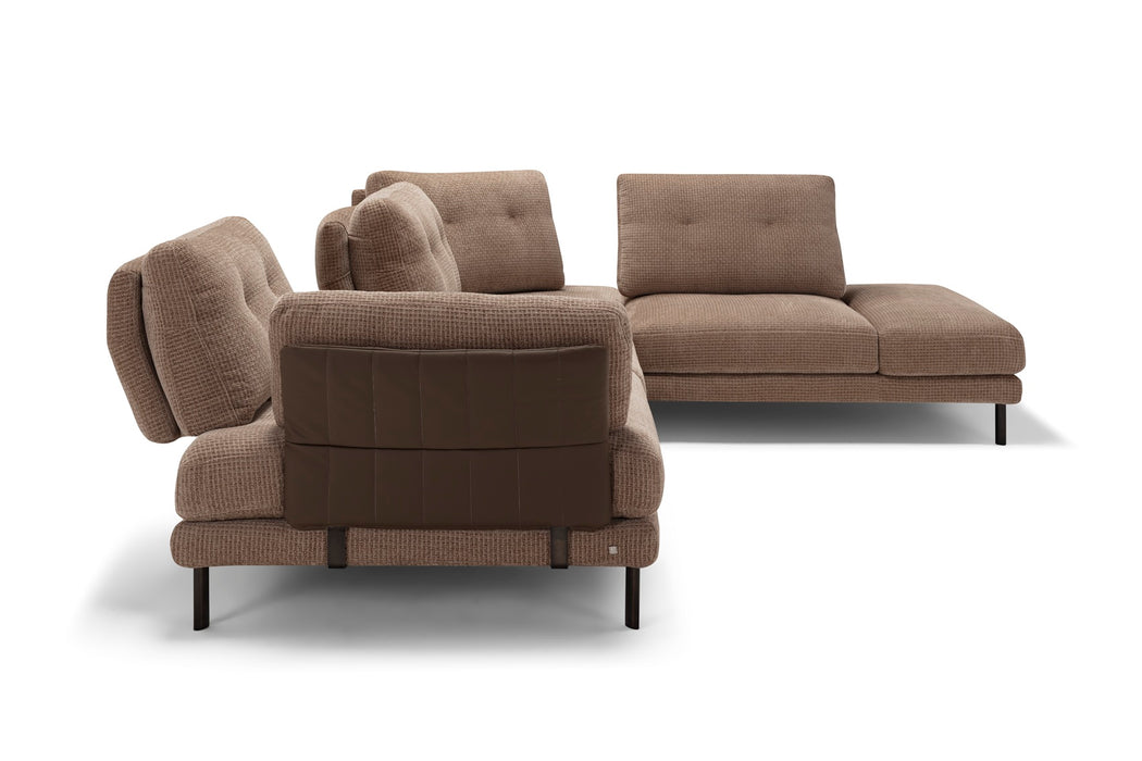 ESF Furniture - Lara Sectional in Fabric & Leather - LARA-SECTIONAL