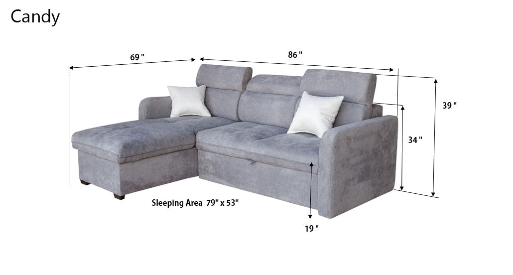 ESF Furniture - Candy Sectional w/ Bed & Storage - CANDY-SEC - GreatFurnitureDeal