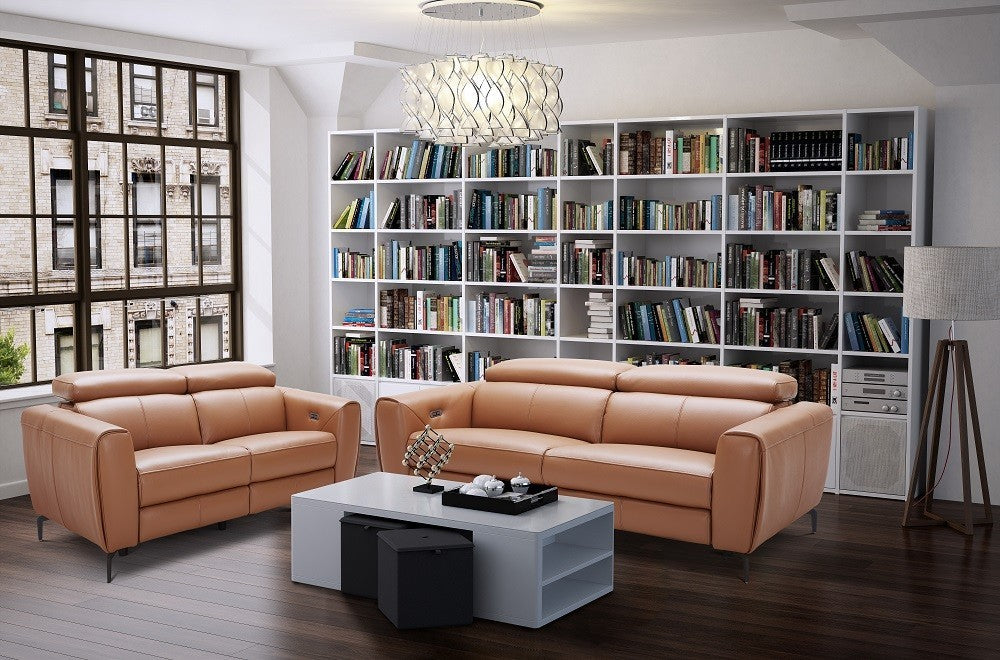 J&M Furniture - Lorenzo 3 Piece Motion Living Room Set in Caramel - 1882411-SLC-CARAMEL