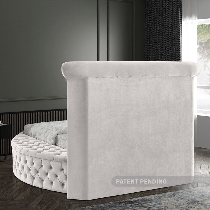 Meridian Furniture - Luxus Cream Velvet Upholstered Twin Bed (3 Boxes) - LuxusCream-T - GreatFurnitureDeal