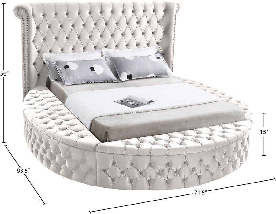 Meridian Furniture - Luxus Cream Velvet Upholstered Twin Bed (3 Boxes) - LuxusCream-T - GreatFurnitureDeal