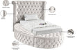 Meridian Furniture - Luxus Cream Velvet Upholstered Twin Bed (3 Boxes) - LuxusCream-T - GreatFurnitureDeal