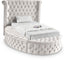 Meridian Furniture - Luxus Cream Velvet Upholstered Twin Bed (3 Boxes) - LuxusCream-T - GreatFurnitureDeal