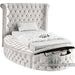 Meridian Furniture - Luxus Cream Velvet Upholstered Twin Bed (3 Boxes) - LuxusCream-T - GreatFurnitureDeal