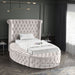 Meridian Furniture - Luxus Cream Velvet Upholstered Twin Bed (3 Boxes) - LuxusCream-T - GreatFurnitureDeal